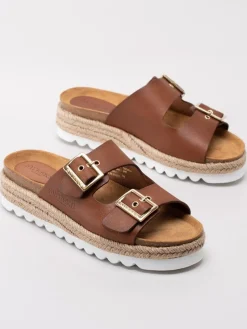Sweeks - Sonja - Bruna slip in sandaler med repklädd sula
