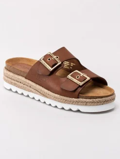 Sweeks - Sonja - Bruna slip in sandaler med repklädd sula