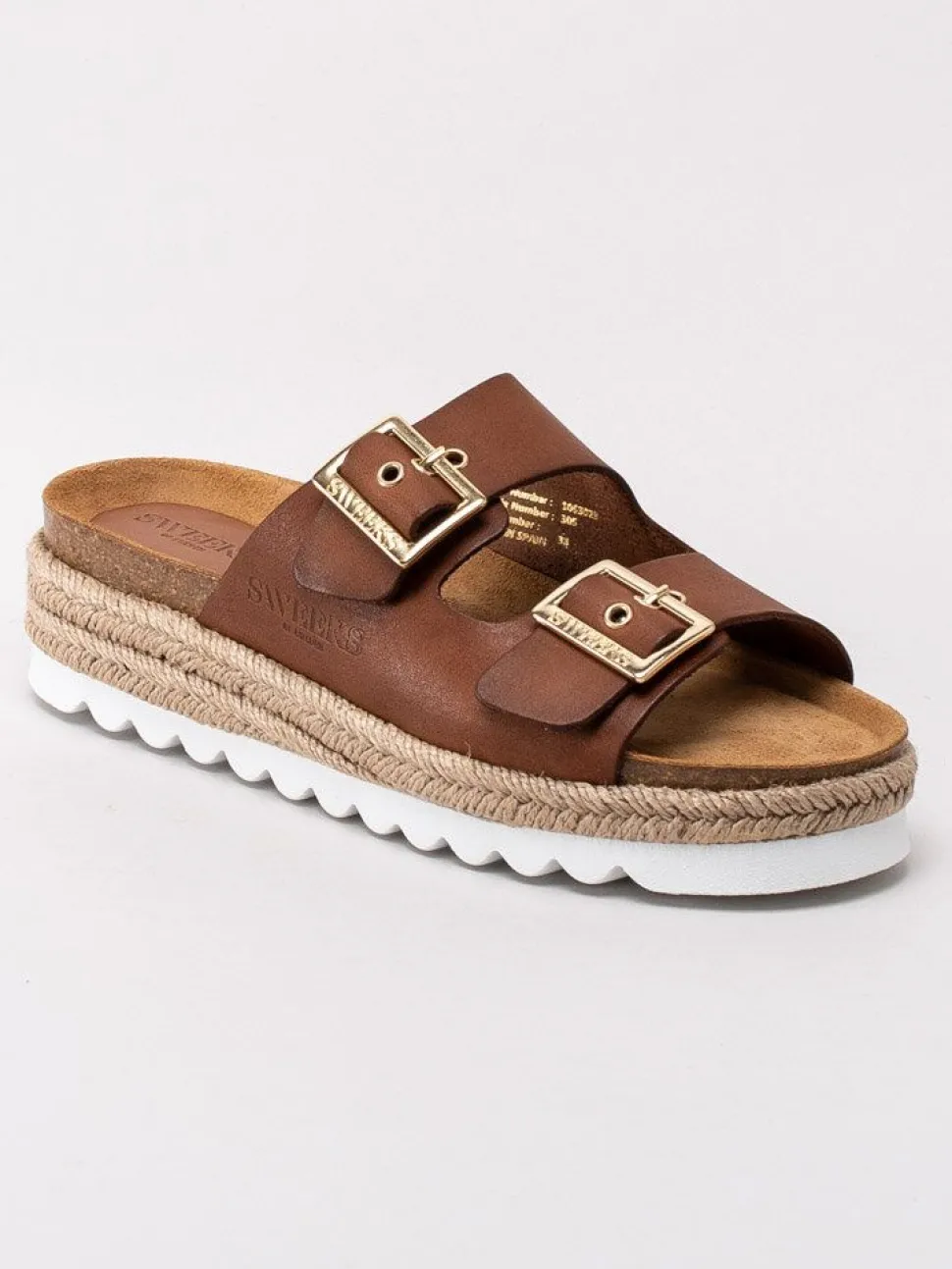Sweeks - Sonja - Bruna slip in sandaler med repklädd sula