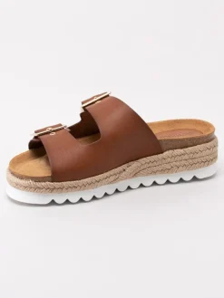 Sweeks - Sonja - Bruna slip in sandaler med repklädd sula