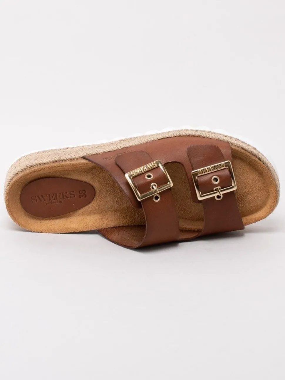 Sweeks - Sonja - Bruna slip in sandaler med repklädd sula