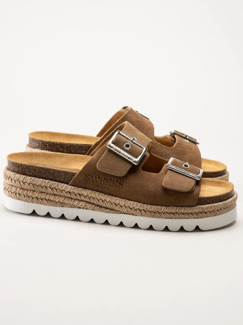 Sweeks - Sonja - Bruna slip in sandaler i mocka