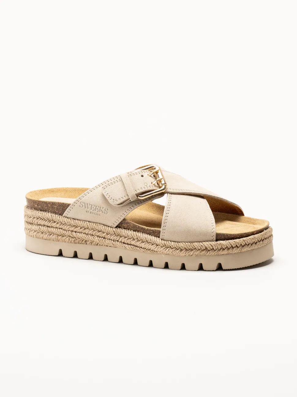 Sweeks - Sonja Cross - Beige sandaler i mocka
