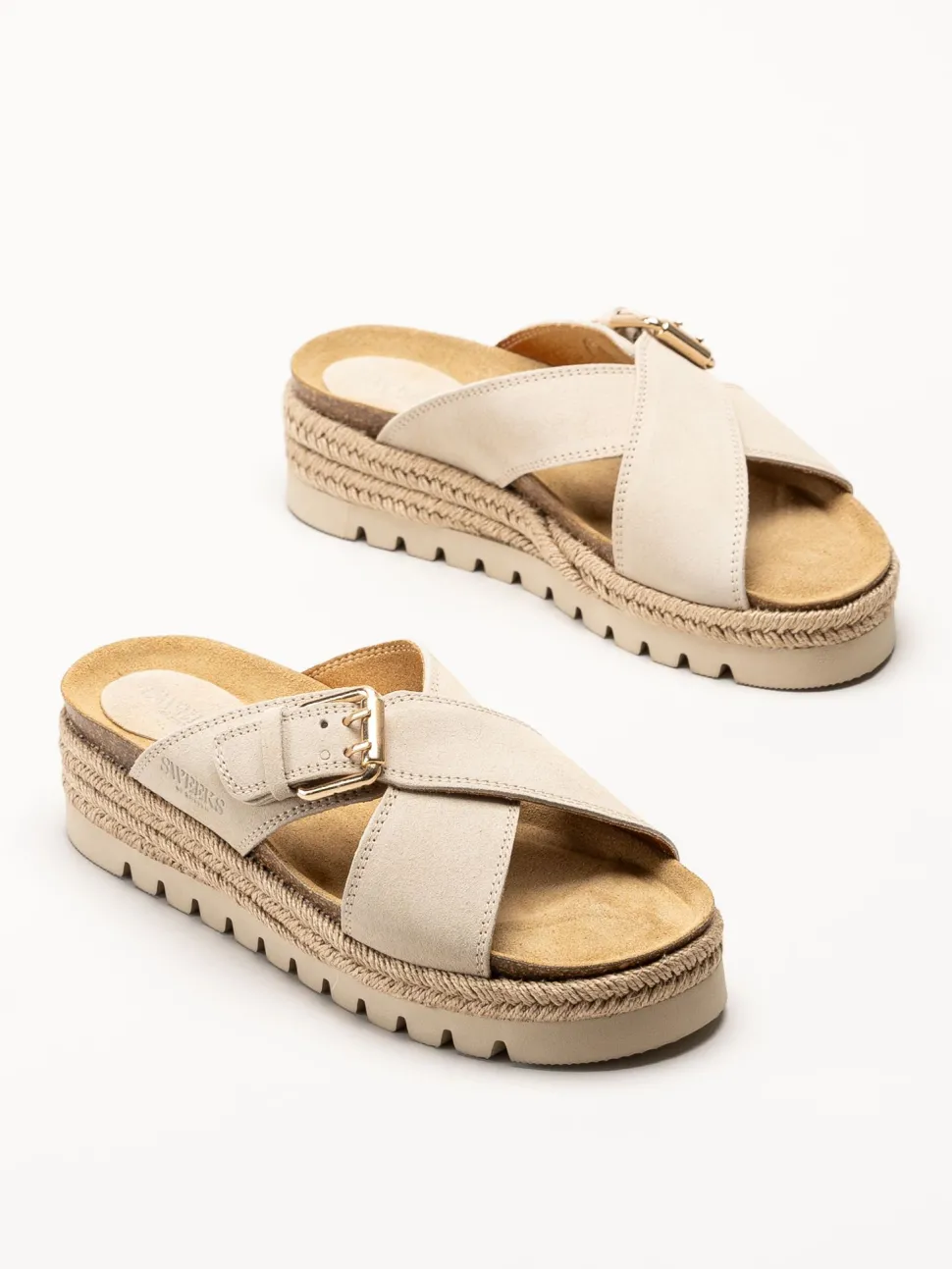 Sweeks - Sonja Cross - Beige sandaler i mocka