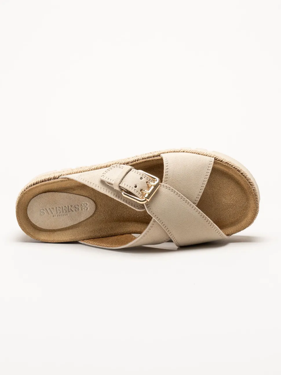 Sweeks - Sonja Cross - Beige sandaler i mocka