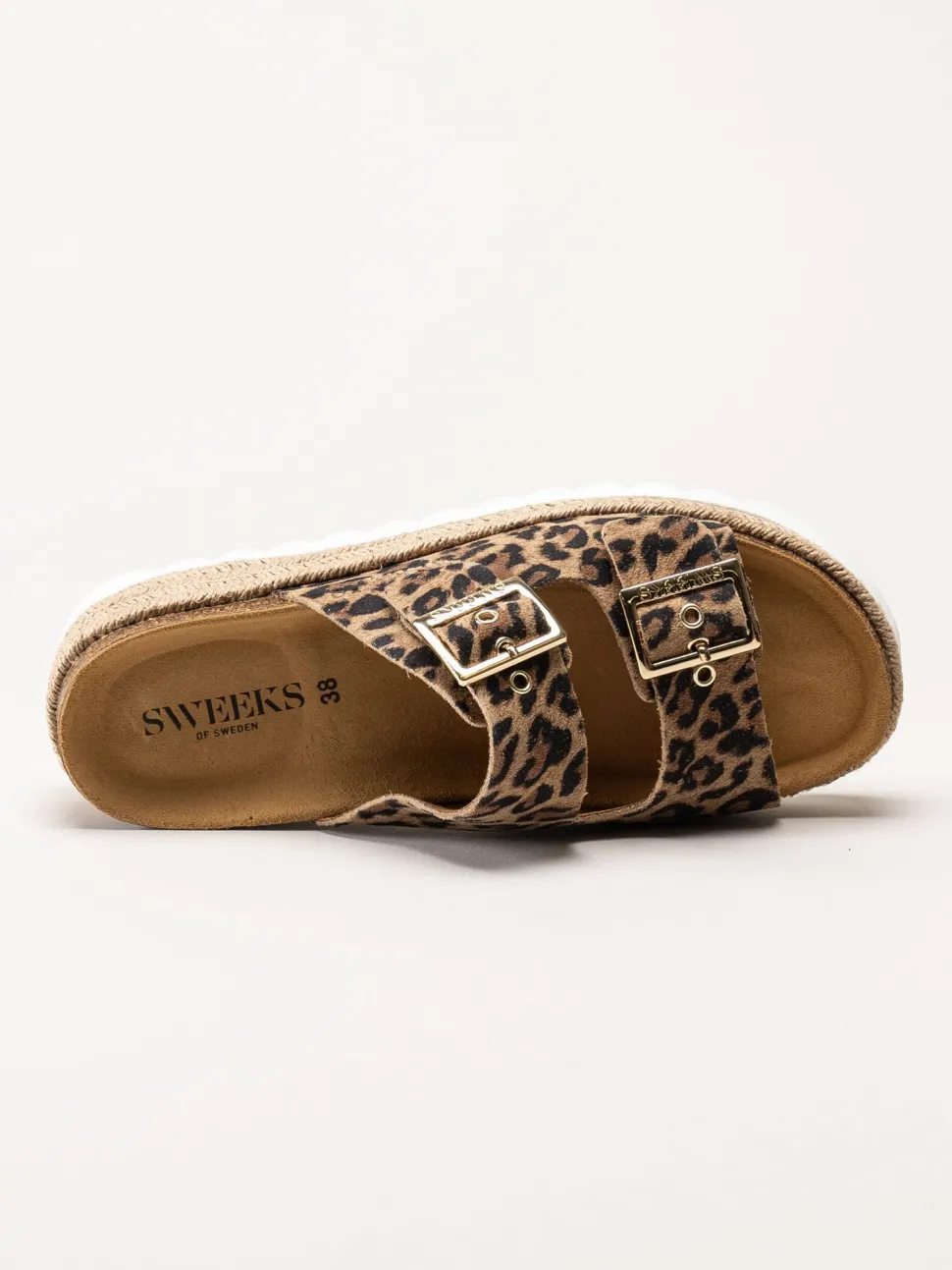 Sweeks - Sonja - Leopardmönstrade slip in sandaler i mocka