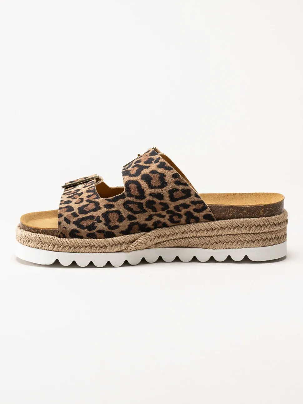 Sweeks - Sonja - Leopardmönstrade slip in sandaler i mocka