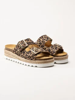 Sweeks - Sonja - Leopardmönstrade slip in sandaler i mocka
