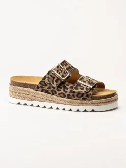 Sweeks - Sonja - Leopardmönstrade slip in sandaler i mocka