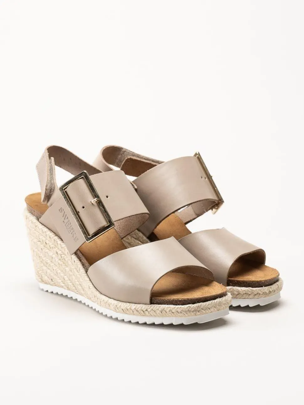 Sweeks - Tyra - Beige kilklackade sandaletter i skinn