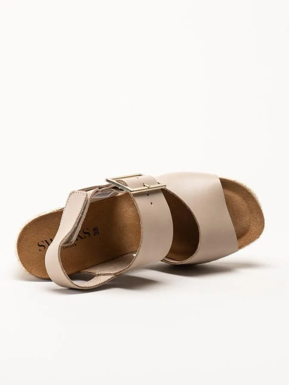 Sweeks - Tyra - Beige kilklackade sandaletter i skinn