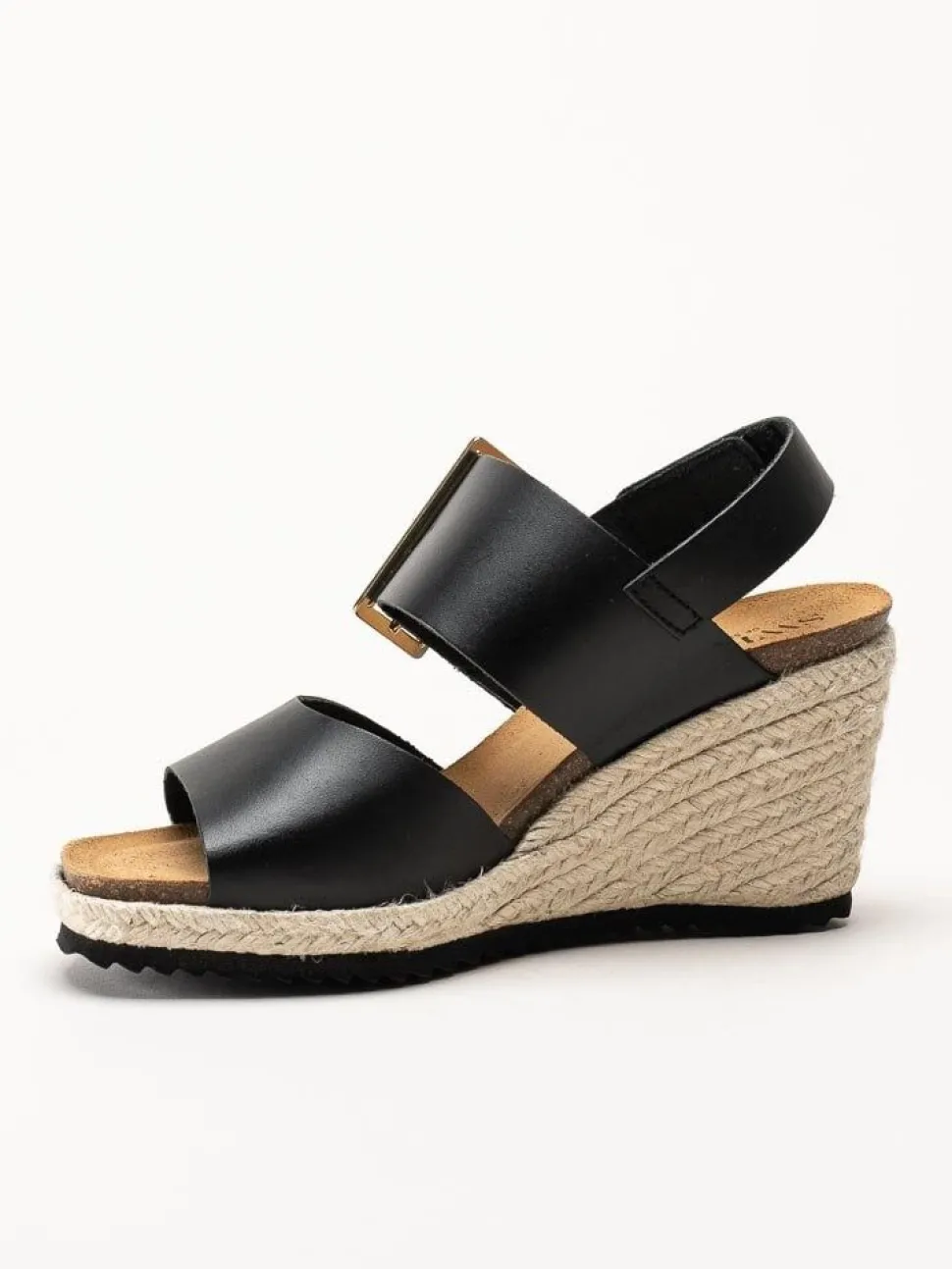 Sweeks - Tyra - Svarta kilklackade sandaletter i skinn