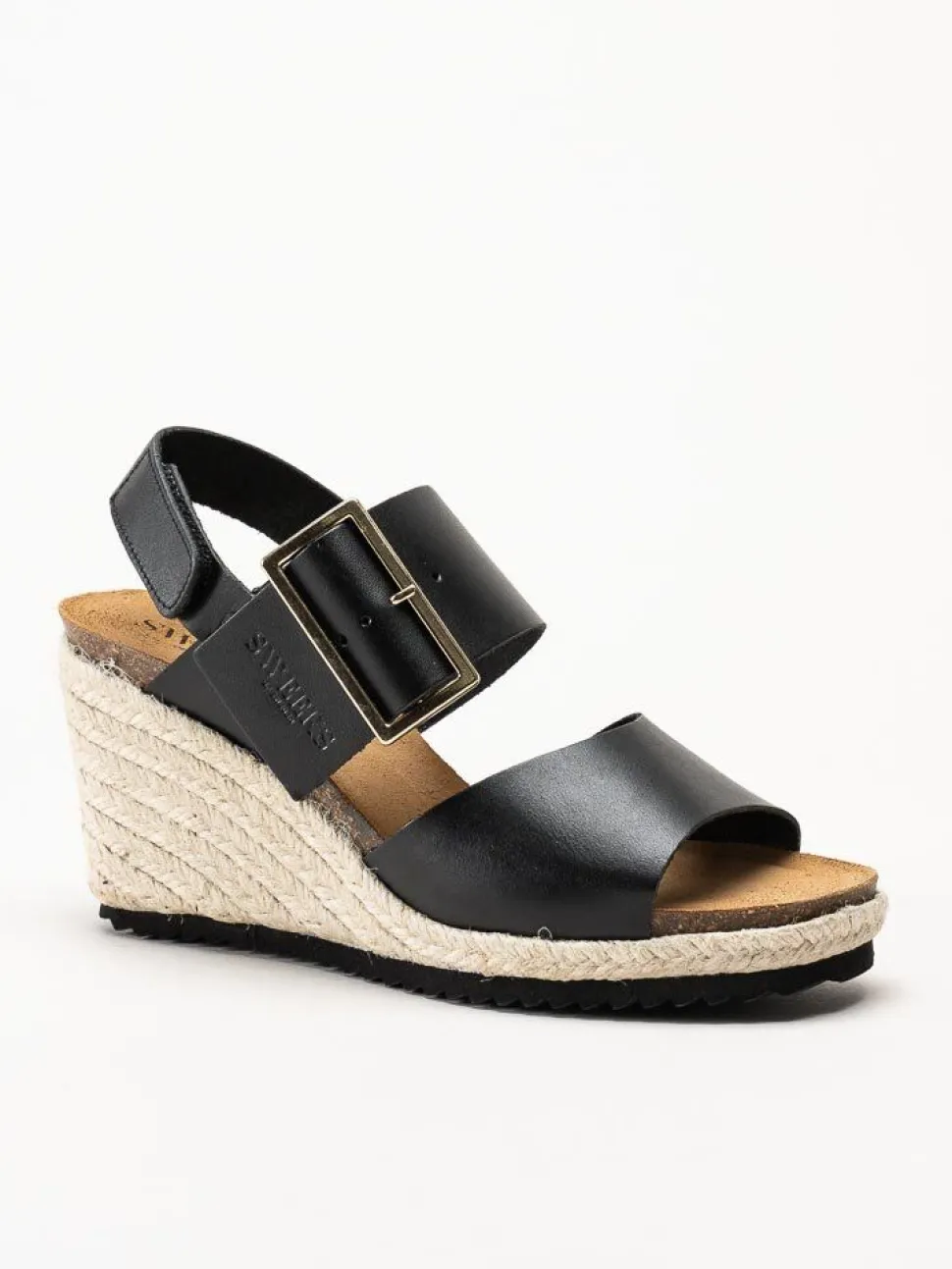 Sweeks - Tyra - Svarta kilklackade sandaletter i skinn