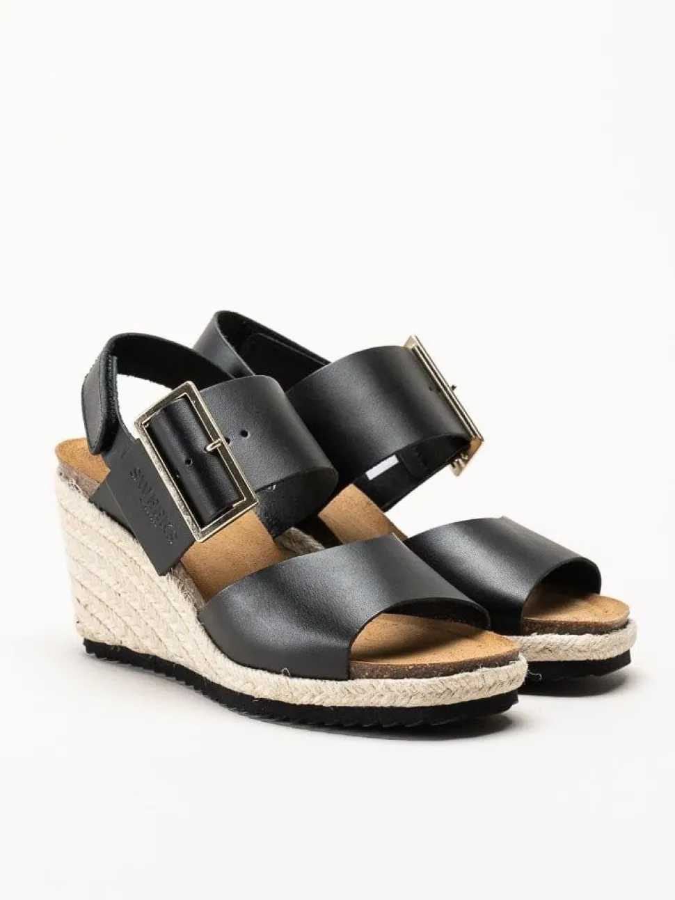 Sweeks - Tyra - Svarta kilklackade sandaletter i skinn
