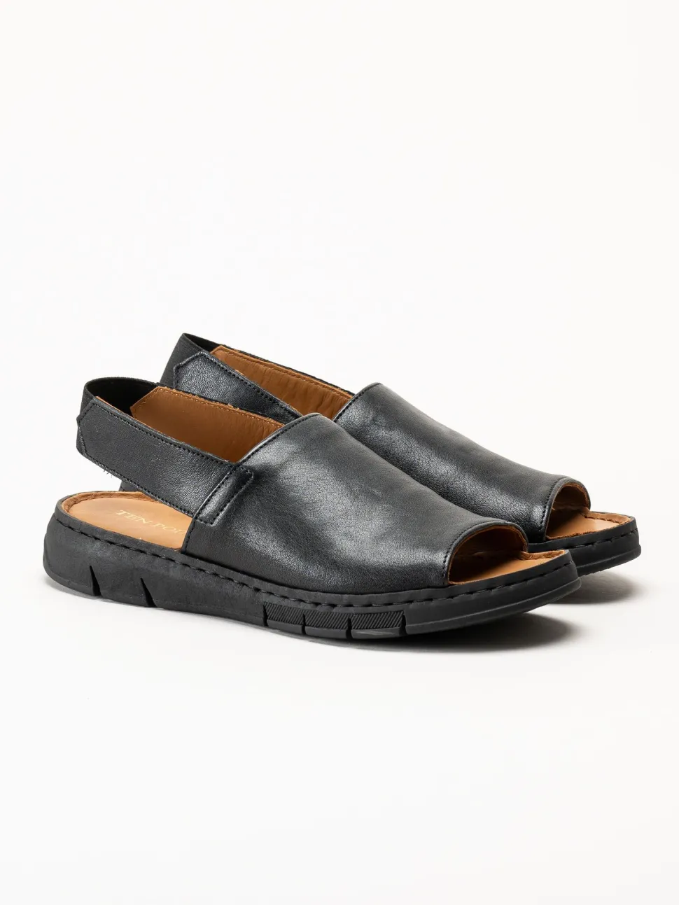 Ten Points - Julia - Svarta sandaler i skinn