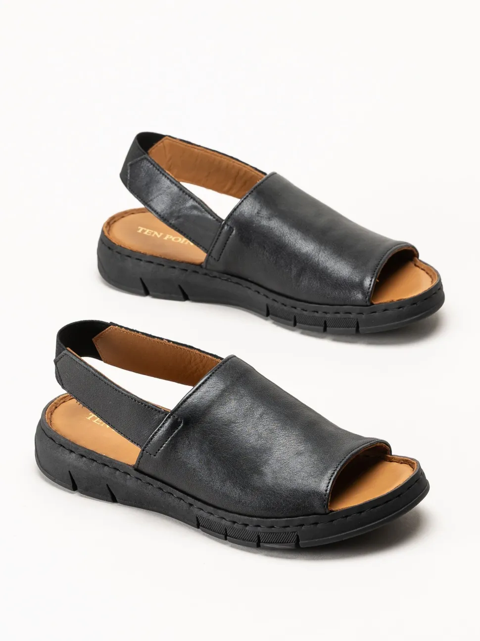Ten Points - Julia - Svarta sandaler i skinn