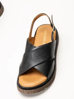 Ten Points - Mona - Svarta skinnsandaler