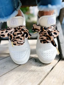 The Shoelace Brand - Leopard Scarf 120 - Leopardmönstrade skoband i satin