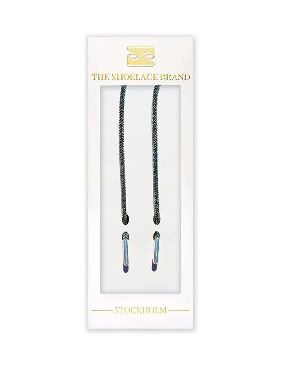 The Shoelace Brand - Luxury Black 120cm - Svarta skoband med glitter och strass