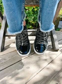 The Shoelace Brand - Luxury Black 120cm - Svarta skoband med glitter och strass