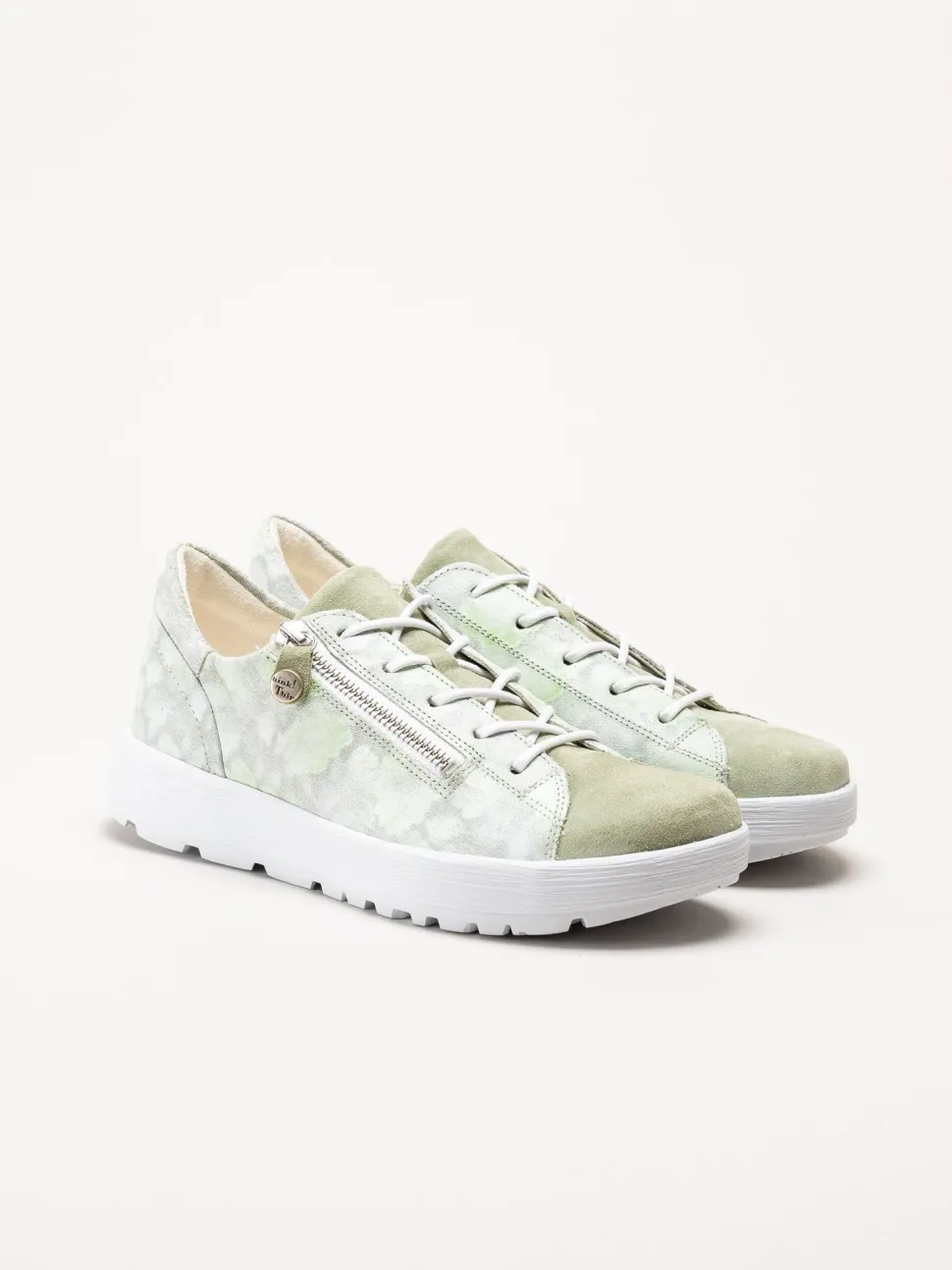 Think - Comoda - Ljusgröna sneakers i mocka