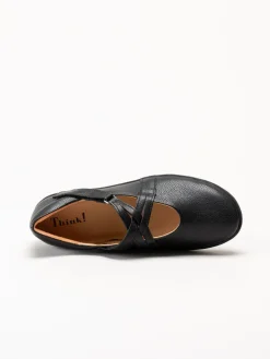 Think - Nature - Svarta ballerinaskor i skinn