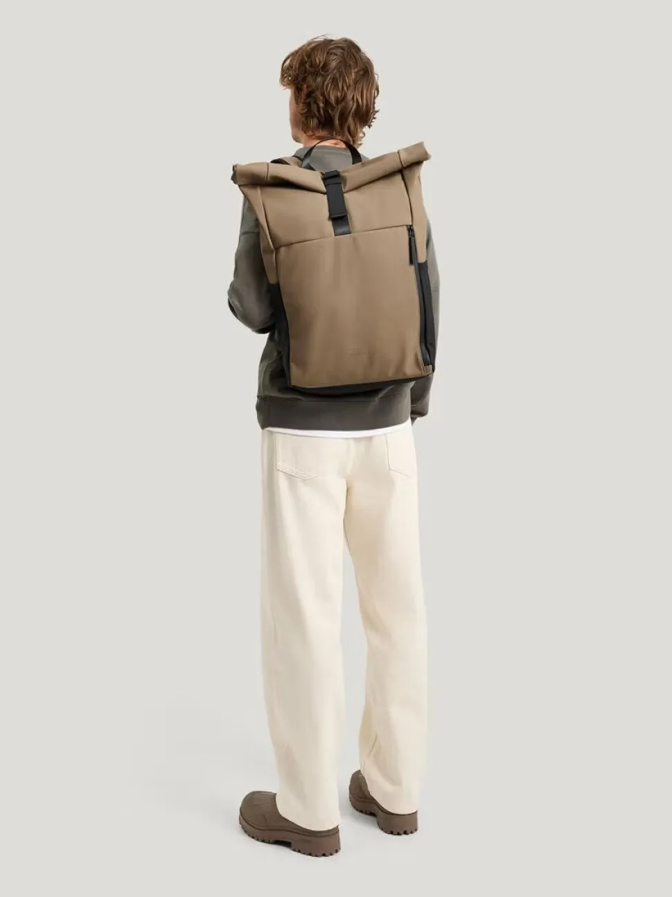 Tretorn - Wings Rolltop WP - Brun vattentålig ryggsäck i mjukt PU-material