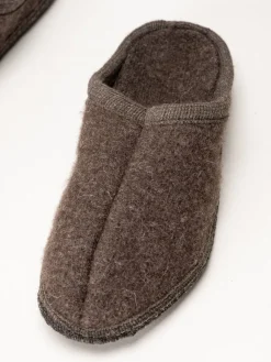 Ulle - Ulle Original - Mörkbruna slip in tofflor i ull