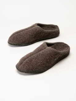 Ulle - Ulle Original - Mörkbruna slip in tofflor i ull