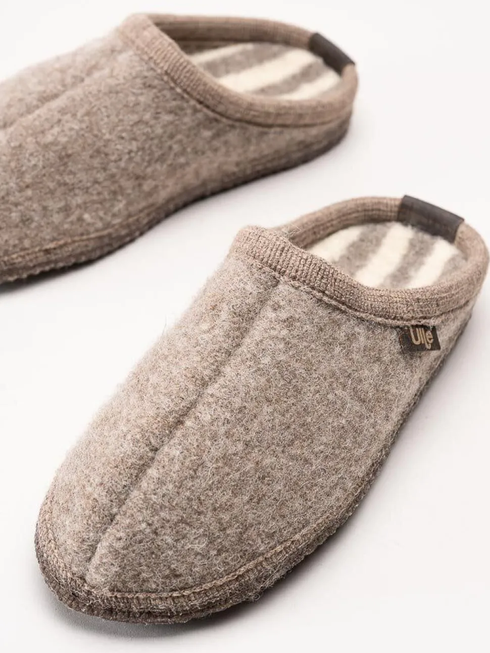 Ulle - Ulle Stripe - Beige slip in tofflor i ull