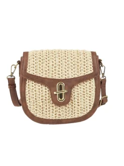 Ulrika Design - Sraw Sadelväska - Beige sadelväska i synte och strå