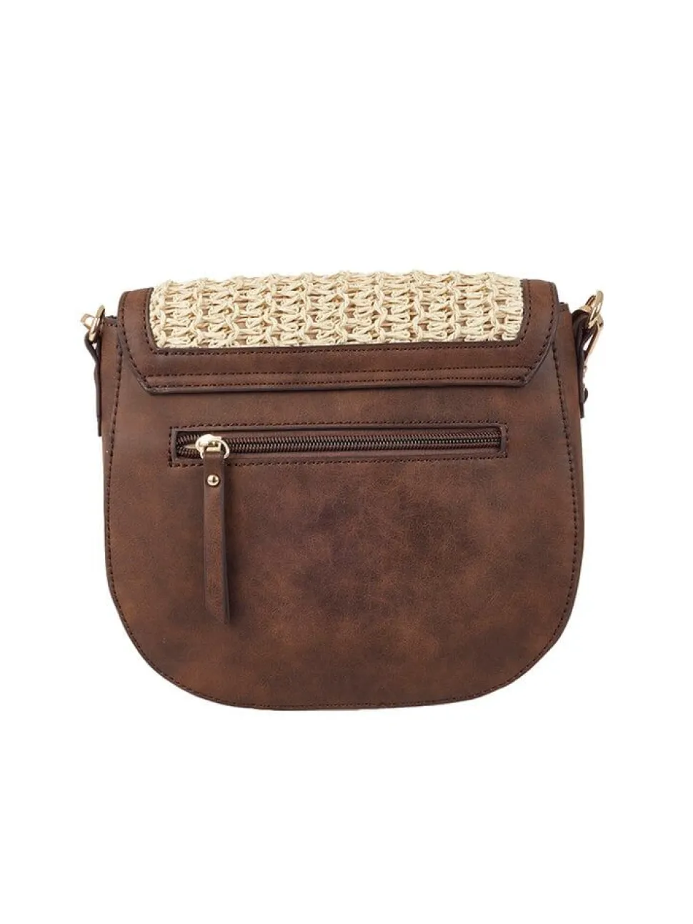 Ulrika Design - Sraw Sadelväska - Beige sadelväska i synte och strå