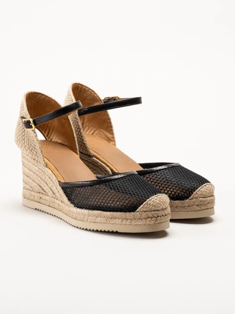 Unisa - Cueta5 - Svarta kilklackade espadrillos i textil