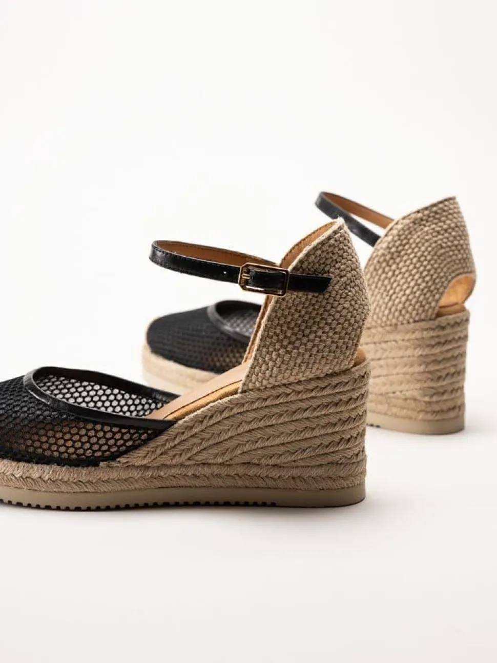 Unisa - Cueta5 - Svarta kilklackade espadrillos i textil