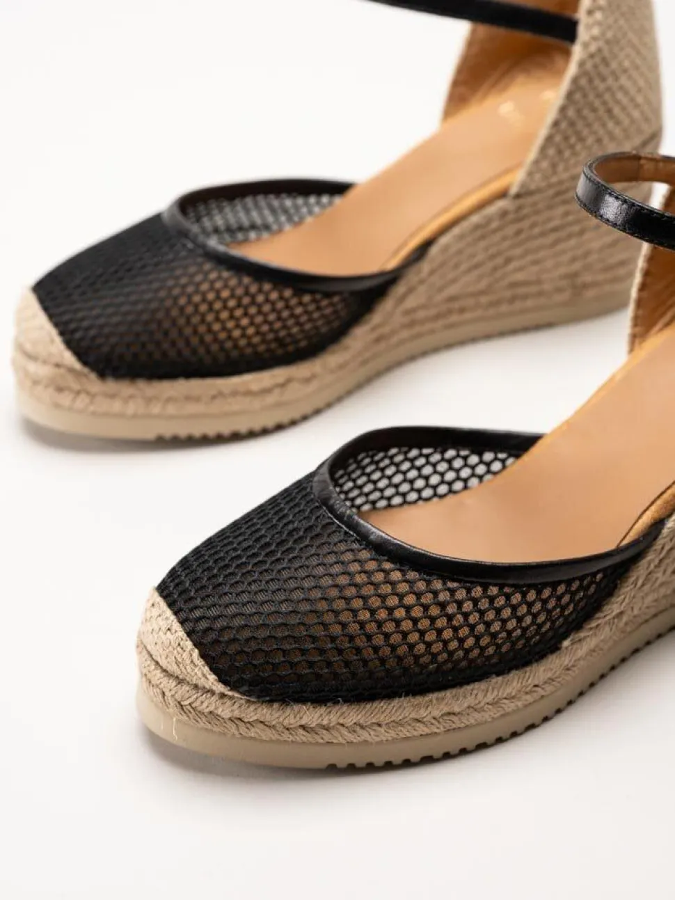Unisa - Cueta5 - Svarta kilklackade espadrillos i textil