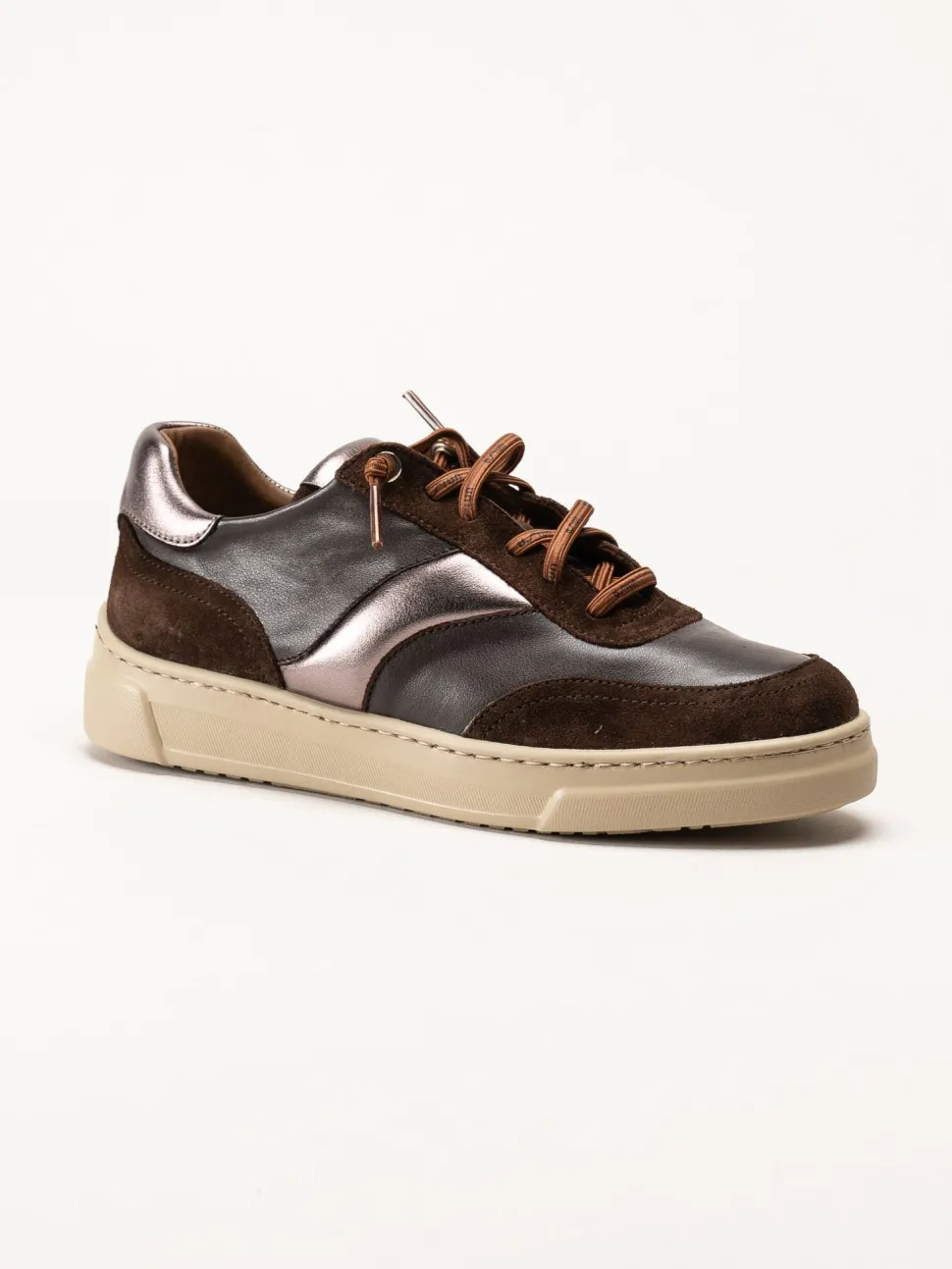 Unisa - Fidolo_Nf_BS - Bruna skinnsneakers med resårsnören