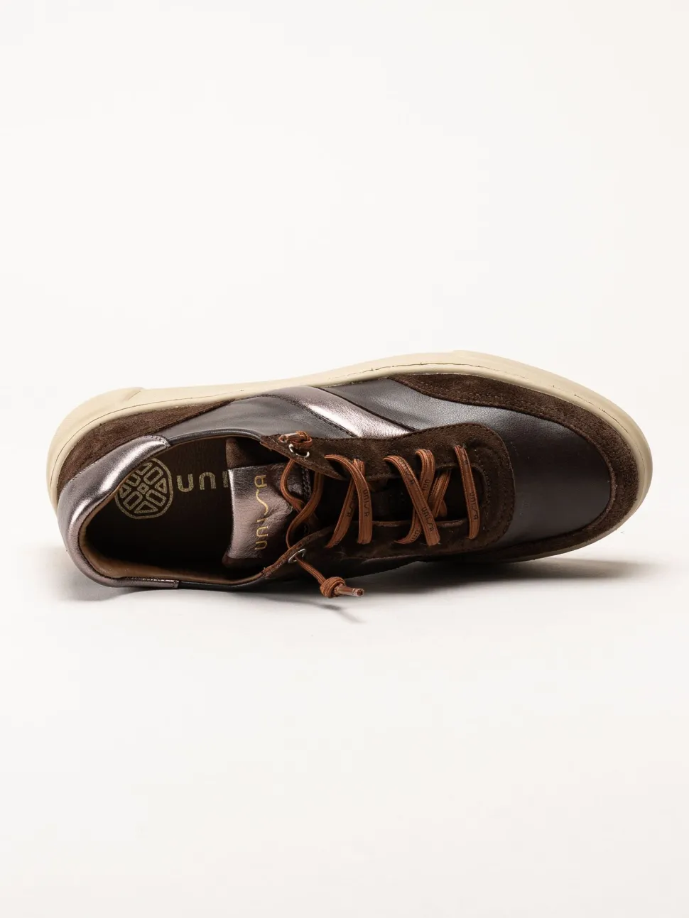 Unisa - Fidolo_Nf_BS - Bruna skinnsneakers med resårsnören