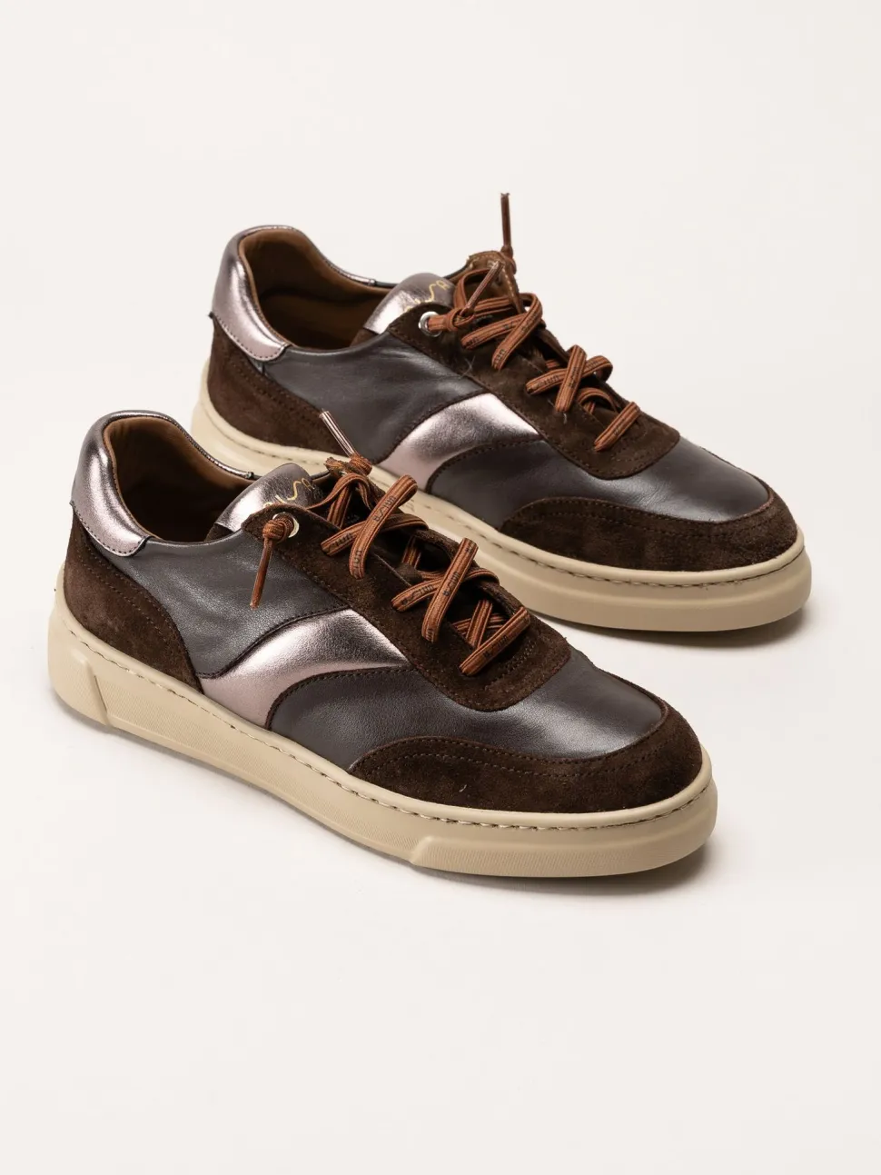 Unisa - Fidolo_Nf_BS - Bruna skinnsneakers med resårsnören