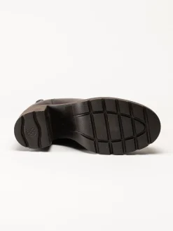 Unisa - KLINO_F25_STT - Mörkbruna högklackade boots i skinn