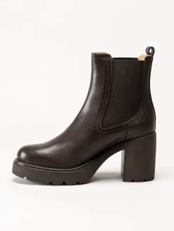 Unisa - KLINO_F25_STT - Mörkbruna högklackade boots i skinn