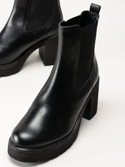 Unisa - KLINO_F25_STT - Svarta högklackade boots i skinn