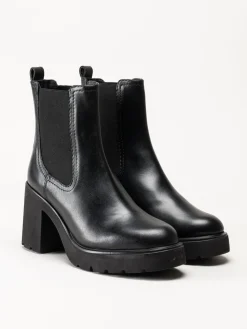 Unisa - KLINO_F25_STT - Svarta högklackade boots i skinn