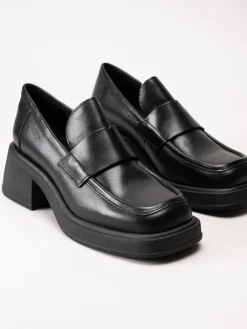 Vagabond - Dorah - Svarta skinnloafers med klack
