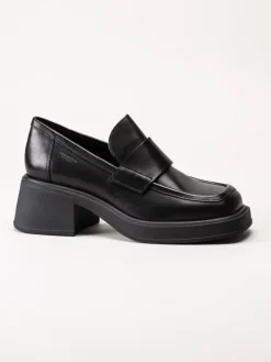 Vagabond - Dorah - Svarta skinnloafers med klack