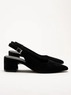 Vagabond - Marta - Svarta slingback pumps i mocka