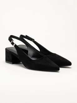 Vagabond - Marta - Svarta slingback pumps i mocka