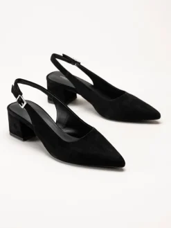 Vagabond - Marta - Svarta slingback pumps i mocka