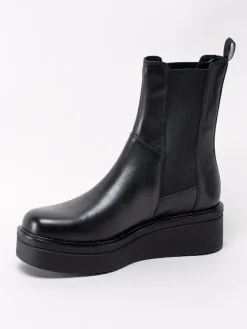 Vagabond - Tara - Svarta platåboots i skinn