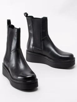 Vagabond - Tara - Svarta platåboots i skinn