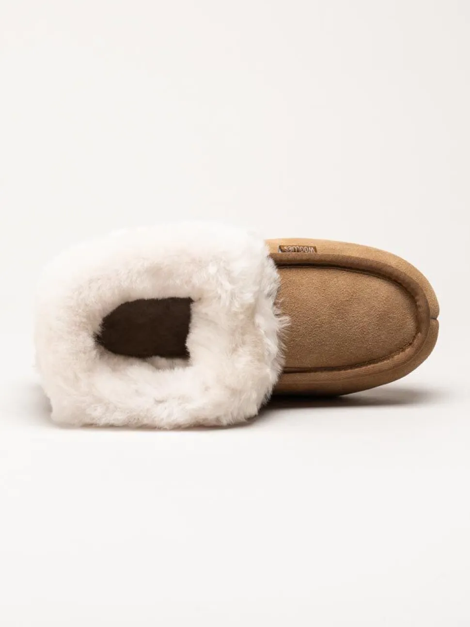 Wollies - Classico Suede - Ljusbruna slip on fårskinnstofflor